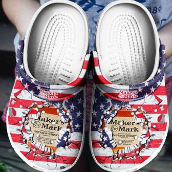 Wine Whiskey Makers Mark America Flag Gift For Lover Rubber Clog Shoes Comfy Footwear - Monsterry