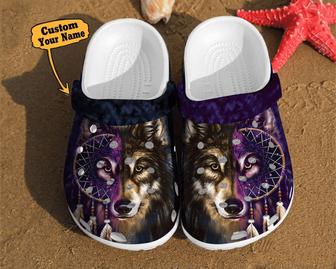 Wolf Art Dreamcatcher Two Face Gift For Lovers Native American Clog Shoes Wolf - Monsterry DE