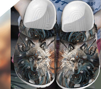 Wolf Bohemian Rubber Clog Shoes Comfy Footwear - Monsterry