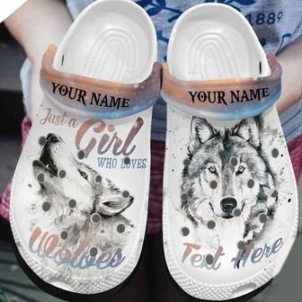 Wolf Girl Custom Name Rubber Clog Shoes Comfy Footwear - Monsterry