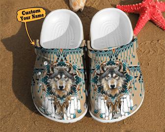 Wolf Native American Dreamcatcher Gift For Lovers Style Clog Shoes Wolf - Monsterry AU