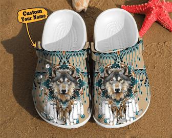 Wolf - Wolf Native American Dreamcatcher Gift For Lovers Style Clog Shoes For Men And Women - Monsterry AU