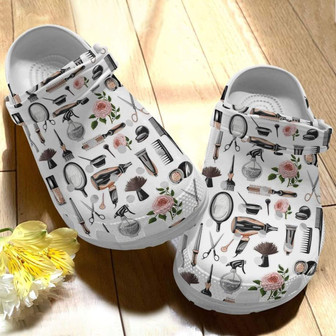 Woman Barber Shop Cartoon Set Shoes - Cute Hairdresser Shoes Clogbland Clog Gifts For Woman Haircut - Monsterry