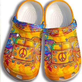 Yellow Car Hippie Shoes Men Women - Peace Bus Custom Shoes Gifts For Son Daughter - Monsterry DE