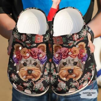 Yorkshire Personalized Floral Yorkie Rubber Clog Shoes Comfy Footwear - Monsterry UK