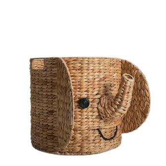 Attractive Wicker Water Hyacinth Elephant Basket For Baby Cloth Storage And Nursery Baby Room Decoration | Rusticozy UK