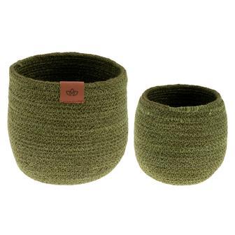 Set of 2 Dark Olive Woven Jute Planter Pot for Rustic and Farmhouse Decor | Rusticozy CA