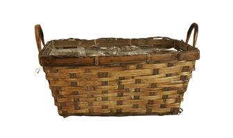 Brown Rectangular Rattan Decorative Storage Basket For Planters with Liners and Handles | Rusticozy CA