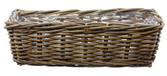 Rectangular Wicker Basket Balcony Gardening Rattan Plant Pot Woven Wicker Flower Pot With Liners | Rusticozy DE