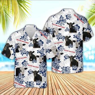 Belted Galloway American White Flowers Pattern Hawaiian Shirt, Farm Hawaiian Shirt, Farmer Hawaii | Newhawaiianshirts UK