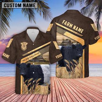 Belted Galloway Brown Pattern Customized Name Hawaiian Shirt, Farm Hawaiian Shirt, Farmer Hawaii | Newhawaiianshirts AU