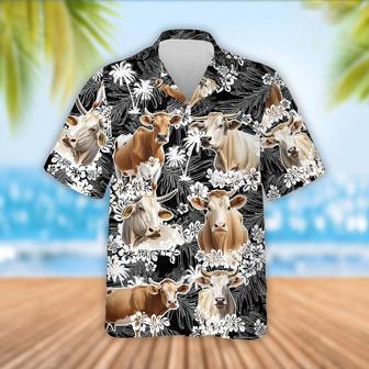 Brahman Cattle Palm Tree Pattern Hawaiian Shirt, Farm Hawaiian Shirt, Farmer Hawaii | Newhawaiianshirts DE