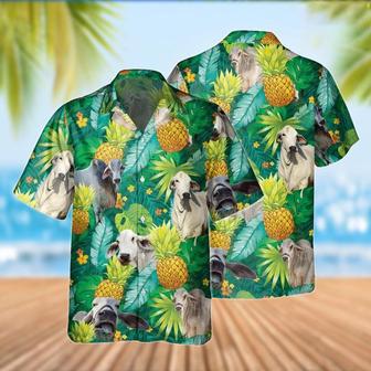 Brahman Cattle Pineapple Tropical Pattern Hawaiian Shirt, Farm Hawaiian Shirt, Farmer Hawaii | Newhawaiianshirts AU