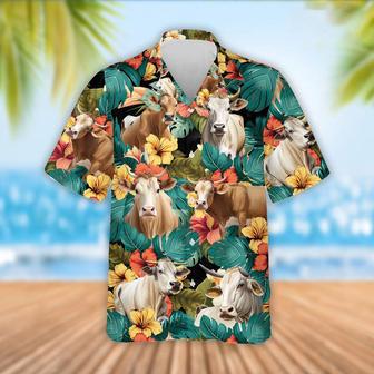 Brahman Cattle Tropical Flowers Hawaiian Shirt, Farm Hawaiian Shirt, Farmer Hawaii | Newhawaiianshirts AU