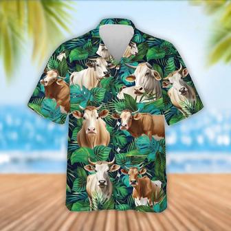 Brahman Cattle Tropical Leaves Hawaiian Shirt, Farm Hawaiian Shirt, Farmer Hawaii | Newhawaiianshirts UK