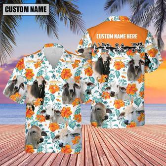 Brahman Hibiscus Floral Custom Name Hawaiian Shirt, Farm Hawaiian Shirt, Farmer Hawaii | Newhawaiianshirts AU