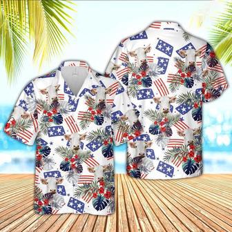 Charolais American Little Flowers And Flag Pattern Hawaiian Shirt, Farm Hawaiian Shirt, Farmer Hawaii | Newhawaiianshirts AU