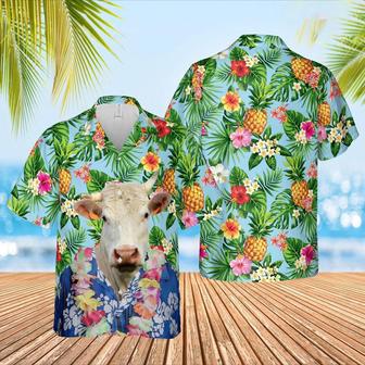 Charolais Cattle Big Face Funny Hawaiian Shirt, Farm Hawaiian Shirt, Farmer Hawaii | Newhawaiianshirts AU