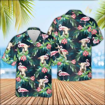 Charolais Cattle Flamingo Hawaiian Shirt, Farm Hawaiian Shirt, Farmer Hawaii | Newhawaiianshirts AU