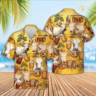 Charolais Drink Beer Pattern Hawaiian Shirt, Farm Hawaiian Shirt, Farmer Hawaii | Newhawaiianshirts AU