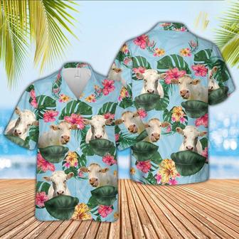 Charolais Flower Pattern Hawaiian Shirt, Farm Hawaiian Shirt, Farmer Hawaii | Newhawaiianshirts AU