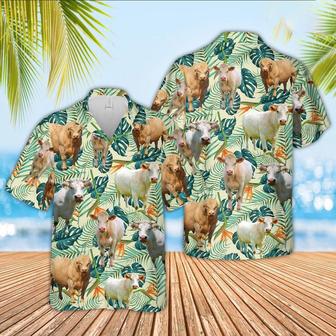 Charolais Green Pattern Hawaiian Shirt, Farm Hawaiian Shirt, Farmer Hawaii | Newhawaiianshirts AU