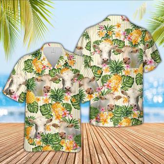 Charolais Pineapple Pattern Hawaiian Shirt, Farm Hawaiian Shirt, Farmer Hawaii | Newhawaiianshirts DE