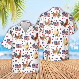 Chicken American Flag Pattern Hawaiian Shirt, Farm Hawaiian Shirt, Farmer Hawaii | Newhawaiianshirts AU