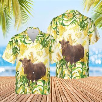 Corn Farm Gelbvieh All Over Printed Hawaiian Shirt, Farm Hawaiian Shirt, Farmer Hawaii | Newhawaiianshirts UK