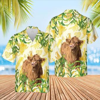 Corn Farm Highlands All Over Printed Hawaiian Shirt, Farm Hawaiian Shirt, Farmer Hawaii | Newhawaiianshirts UK