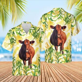 Corn Farm Red Angus All Over Printed Hawaiian Shirt, Farm Hawaiian Shirt, Farmer Hawaii | Newhawaiianshirts AU