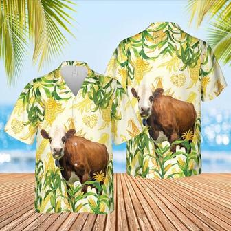 Corn Farm Simmental All Over Printed Hawaiian Shirt, Farm Hawaiian Shirt, Farmer Hawaii | Newhawaiianshirts UK