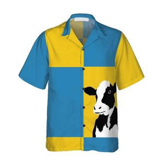 COW ON YELLOW AND BLUE BACKGROUND All Printed Hawaiian Shirt, Farm Hawaiian Shirt, Farmer Hawaii | Newhawaiianshirts AU