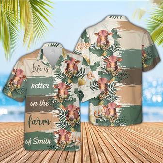 Custom Name Beefmaster Life Is Better On The Farm Hawaiian Shirt, Farm Hawaiian Shirt, Farmer Hawaii | Newhawaiianshirts AU