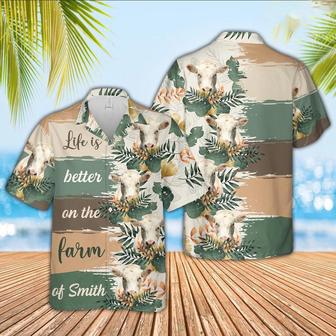 Custom Name Charolais Life Is Better On The Farm Hawaiian Shirt, Farm Hawaiian Shirt, Farmer Hawaii | Newhawaiianshirts AU