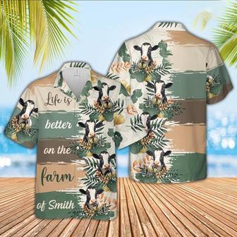 Custom Name Holstein Life Is Better On The Farm Hawaiian Shirt, Farm Hawaiian Shirt, Farmer Hawaii | Newhawaiianshirts