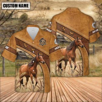 Custom Name Horse Leather Pattern Hawaiian Shirt, Farm Hawaiian Shirt, Farmer Hawaii | Newhawaiianshirts AU