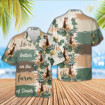 Custom Name Horse Life Is Better On The Farm Hawaiian Shirt, Farm Hawaiian Shirt, Farmer Hawaii | Newhawaiianshirts