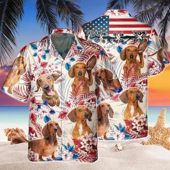 Dachshund Dog United States Flag Hawaiian Flowers All Over Printed Hawaiian Shirt, Farm Hawaiian Shirt, Farmer Hawaii | Newhawaiianshirts AU