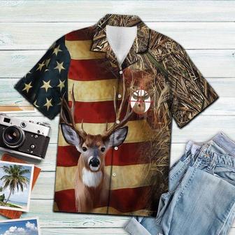 Deer American Flag All Printed Hawaiian Shirt, Farm Hawaiian Shirt, Farmer Hawaii | Newhawaiianshirts AU