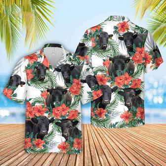 Dexter Cattle Hibucis Flower Pattern Hawaiian Shirt, Farm Hawaiian Shirt, Farmer Hawaii | Newhawaiianshirts