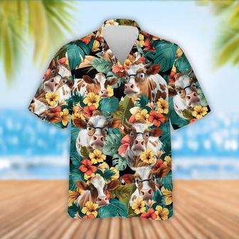 Dexter Cattle Tropical Flowers Hawaiian Shirt, Farm Hawaiian Shirt, Farmer Hawaii | Newhawaiianshirts DE