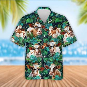 Dexter Cattle Tropical Leaves Hawaiian Shirt, Farm Hawaiian Shirt, Farmer Hawaii | Newhawaiianshirts CA