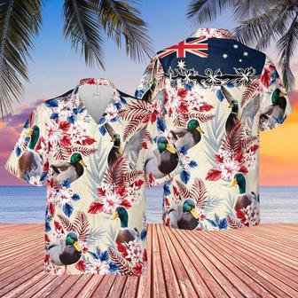 Duck Australian Flag Hawaiian Flowers All Over Printed Hawaiian Shirt, Farm Hawaiian Shirt, Farmer Hawaii | Newhawaiianshirts AU