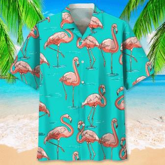 Flamingos Blue All Over Printed Hawaiian Shirt, Farm Hawaiian Shirt, Farmer Hawaii | Newhawaiianshirts AU