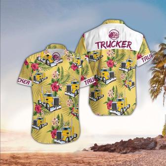 Flowers And Yellow Trucker Hawaiian Shirt, Farm Hawaiian Shirt, Farmer Hawaii | Newhawaiianshirts AU