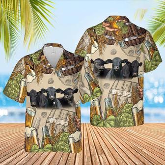 Funny Black Angus Cattle Beer Pattern Hawaiian Shirt, Farm Hawaiian Shirt, Farmer Hawaii | Newhawaiianshirts AU