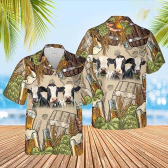 Funny Holstein Cattle Beer Pattern Hawaiian Shirt, Farm Hawaiian Shirt, Farmer Hawaii | Newhawaiianshirts CA