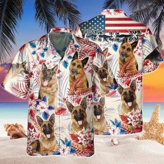 German Shepherd Dog United States Flag Hawaiian Flowers All Over Printed Hawaiian Shirt, Farm Hawaiian Shirt, Farmer Hawaii | Newhawaiianshirts DE