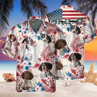 German Shorthaired Pointer Dog United States Flag Hawaiian Flowers All Over Printed Hawaiian Shirt, Farm Hawaiian Shirt, Farmer Hawaii | Newhawaiianshirts CA